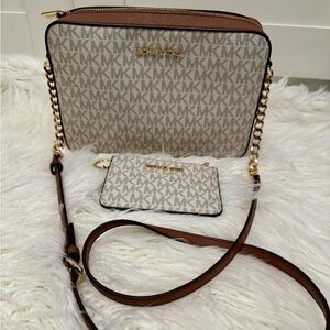 Michael Kors Cream Monogram Crossbody Bag